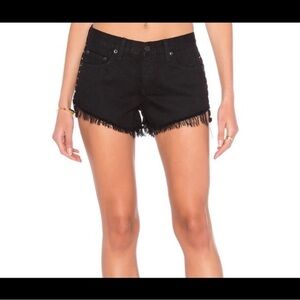 rag & bone Black Frayed Jean Shorts